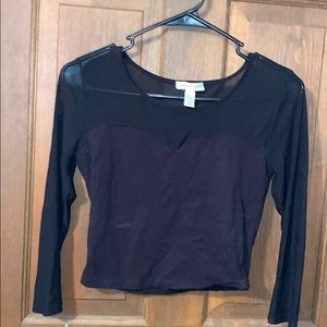 Long sleeve black sheet crop top